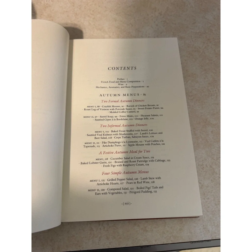 The French Menu Cookbook Richard Olney 1985 Revised Hardcover First Print